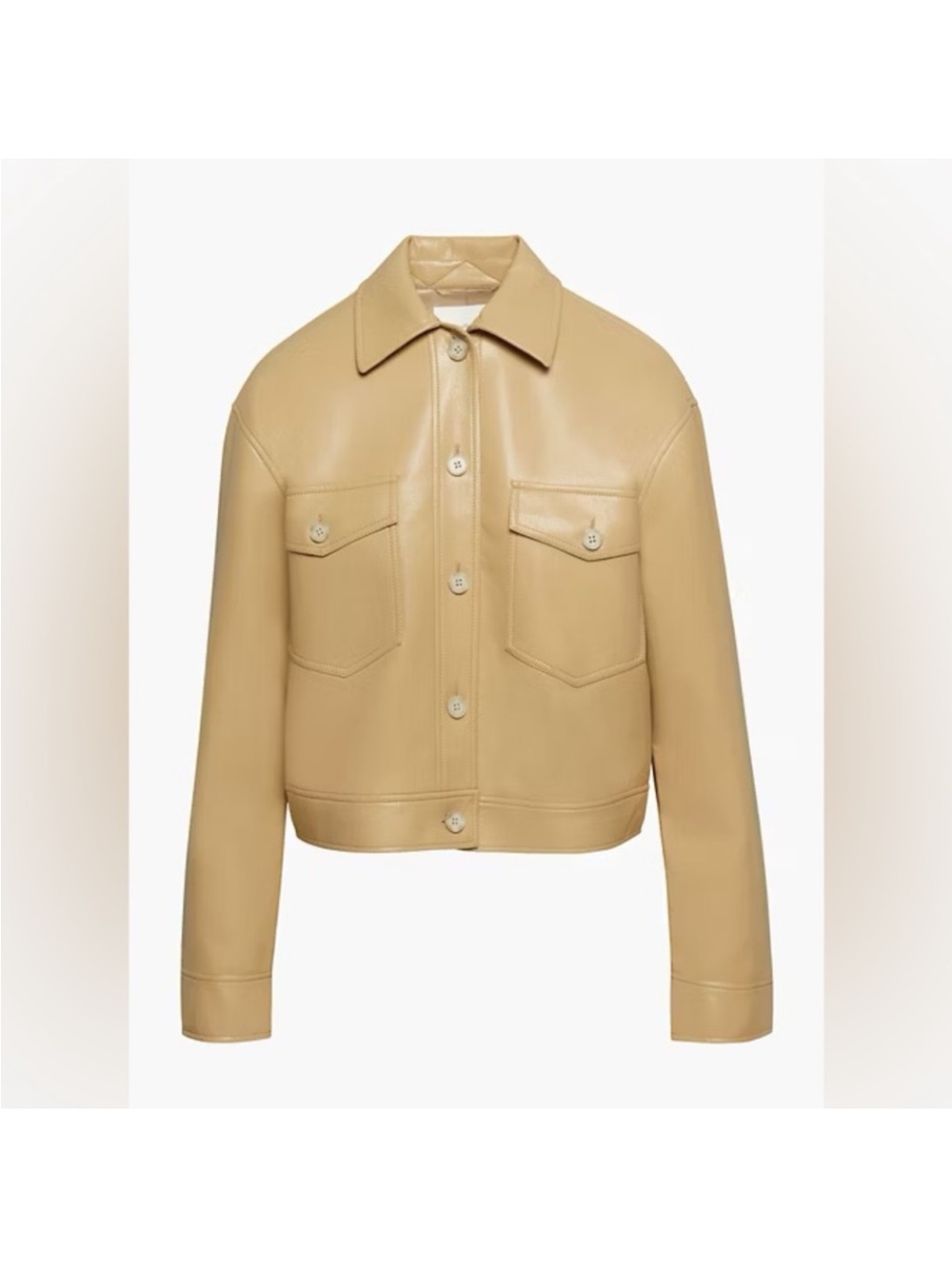 aritzia wilfred autumn Cropped Vegan Leather Jacket in Tan